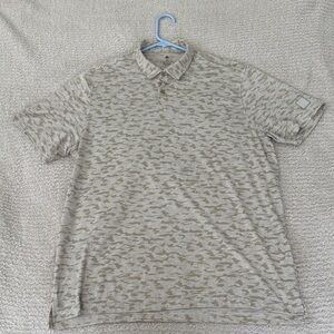 Adidas Men's Golf Polo - Tan/Grey Camo Pattern Polo Shirt